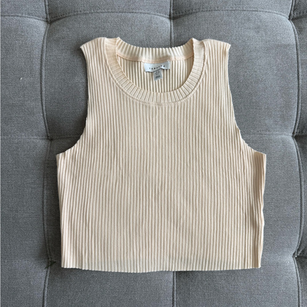 Ribbed Tank Top - Beige